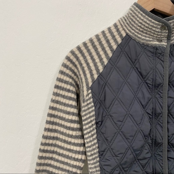 Dakini Women’s S Gray White Striped Wool Blend Jacket Full Zip Mock Neck - Picture 7 of 8